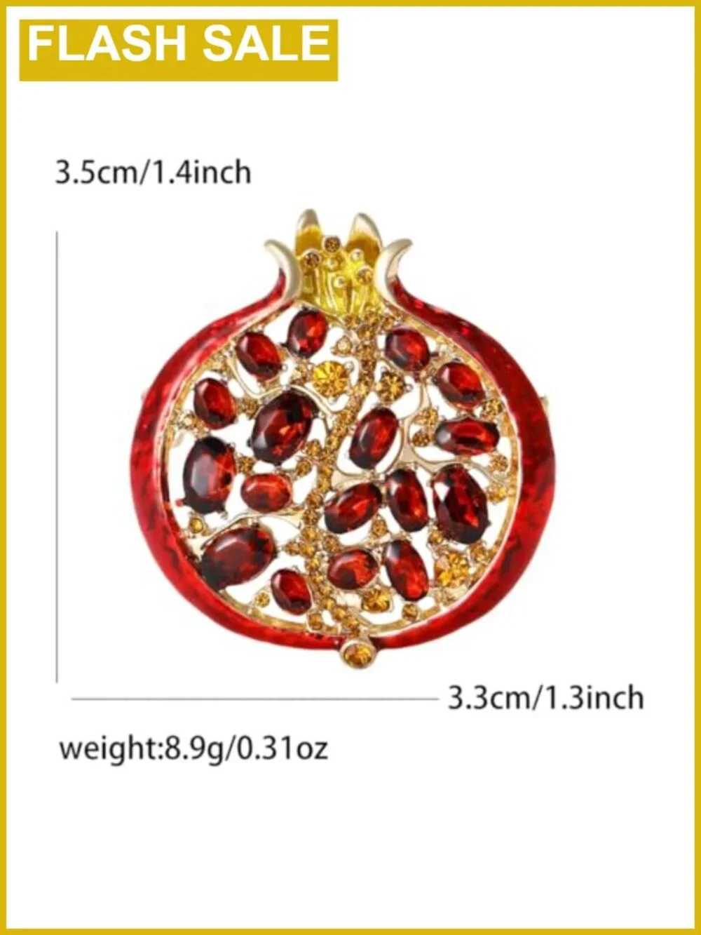Vintage Gold Pomegranate Brooch Pin 3D Hollow Cubic Zirconia Women's Jewelry